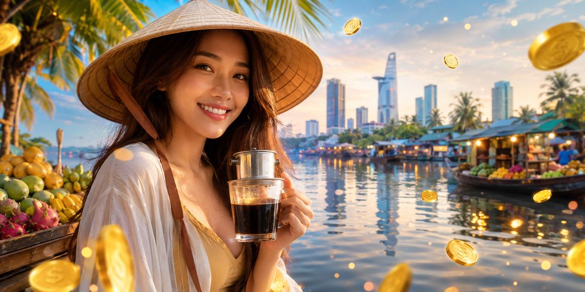 Người phụ nữ đội nón lá vùng Mekong dùng điện thoại trải nghiệm ứng dụng cá cược
