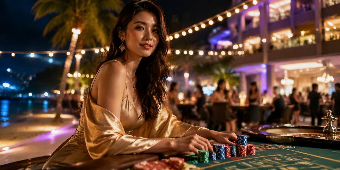 Người dùng tại Phú Quốc tận hưởng slot game trực tuyến với khung cảnh biển thư giãn