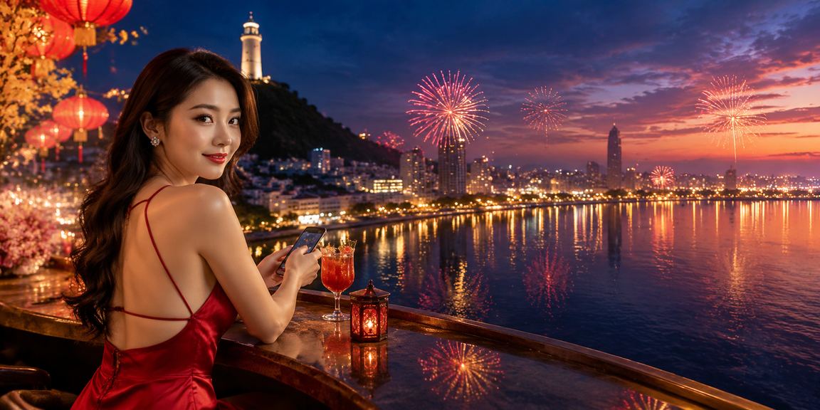 Khung cảnh lễ hội casino di động tại Vũng Tàu với ánh sáng neon